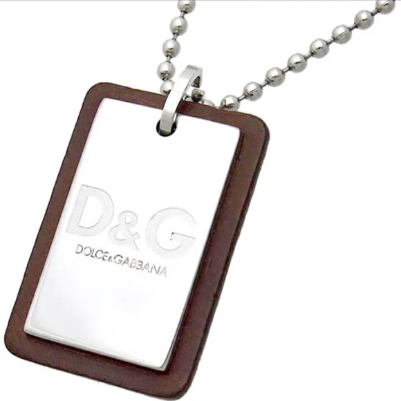Dolce and Gabbana Silver Dog Tag Pendant Necklace - Picture 7 of 12